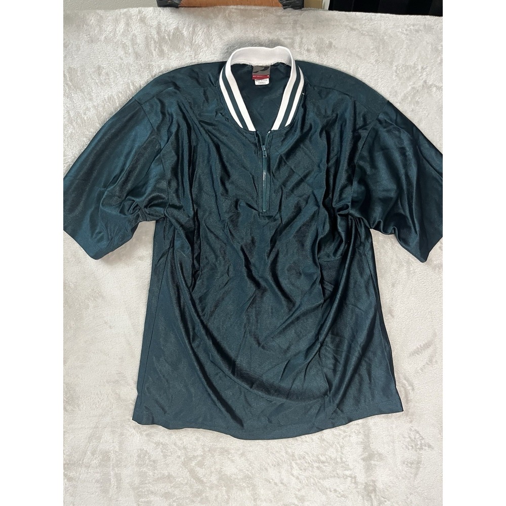 Vintage Prospirit Quarter Zip Pullover Shirt Made USA Small Green White Stripe